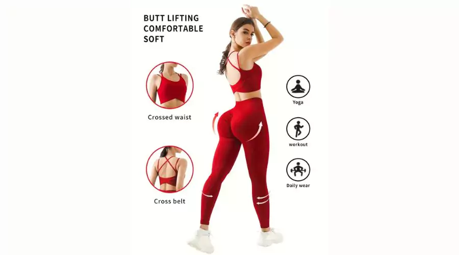 71% OFF on 2PCS Womens Solid Color Gym Outfit