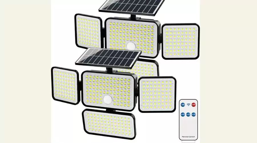 JACKYLED 4 Heads Motion Sensor Lights Solar Outdoor Lights